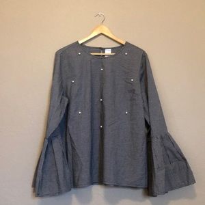 Gingham Size XL Time and Tru Flared Sleeve Top
